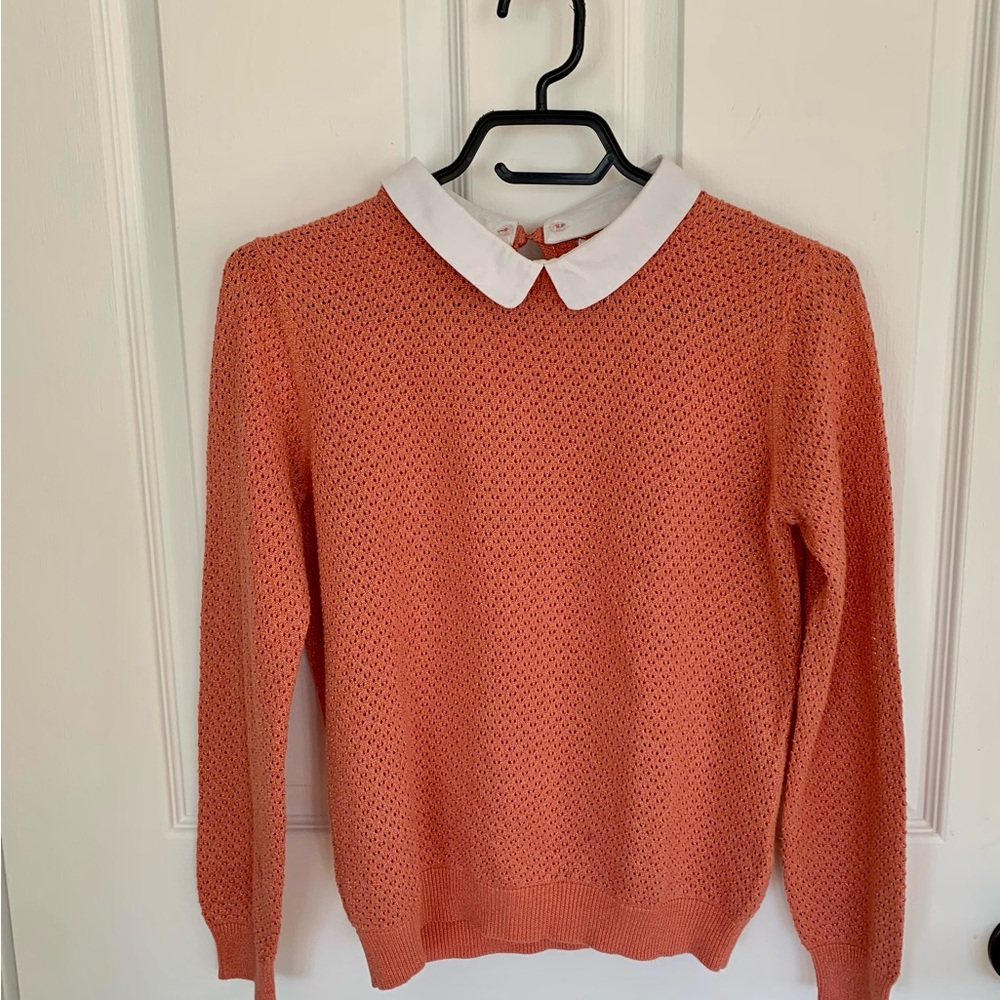 Grace & Mila Peach Sweater with White Collar
